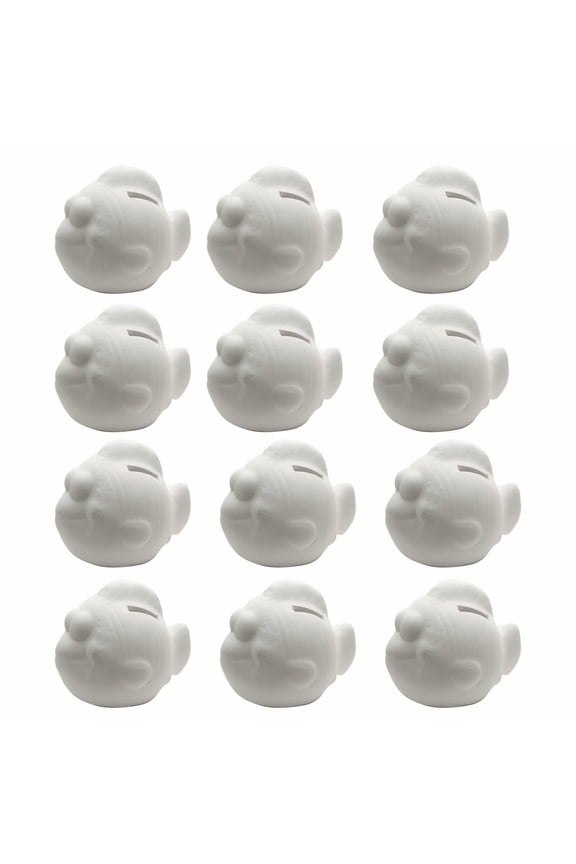 Color-Me Ceramic Bisque Fish Banks (Pack of 12)