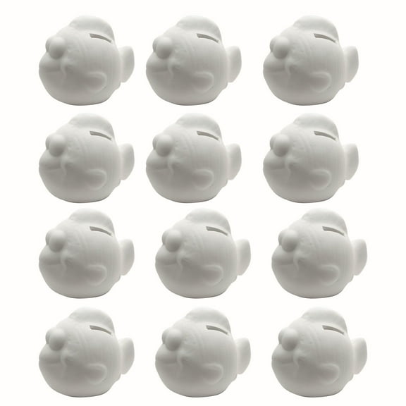 Color-Me Ceramic Bisque Fish Banks (Pack of 12)