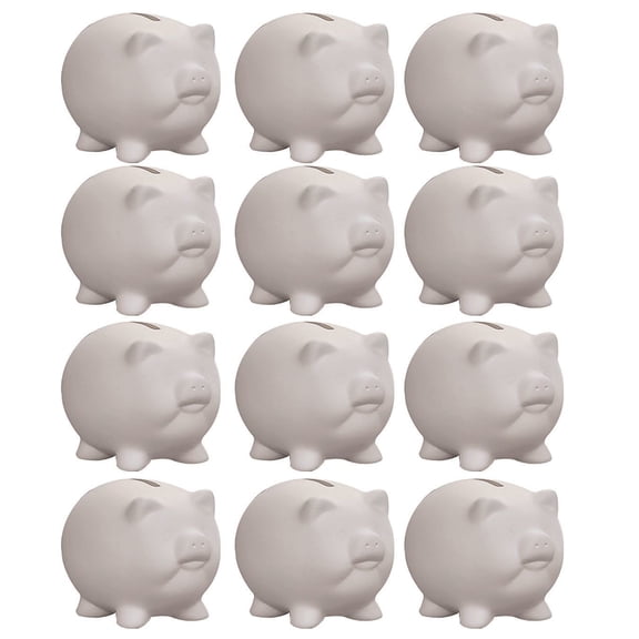 Color-Me™ Ceramic Bisque Pig Banks (Pack of 12)
