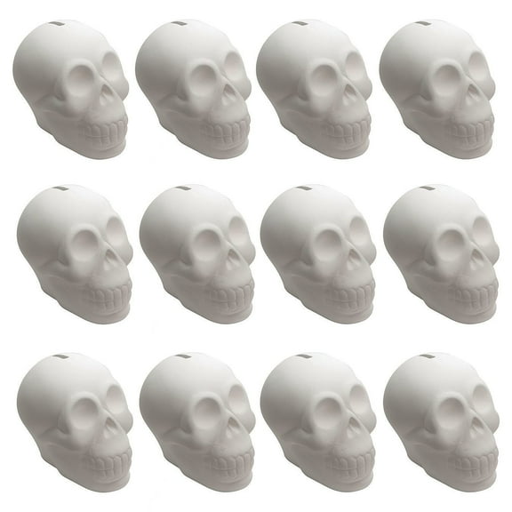Color-Me Ceramic Bisque Skull Banks (Pack of 12)