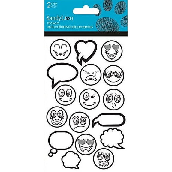 Color Me Emoji Foil Stickers - 2 Sheets