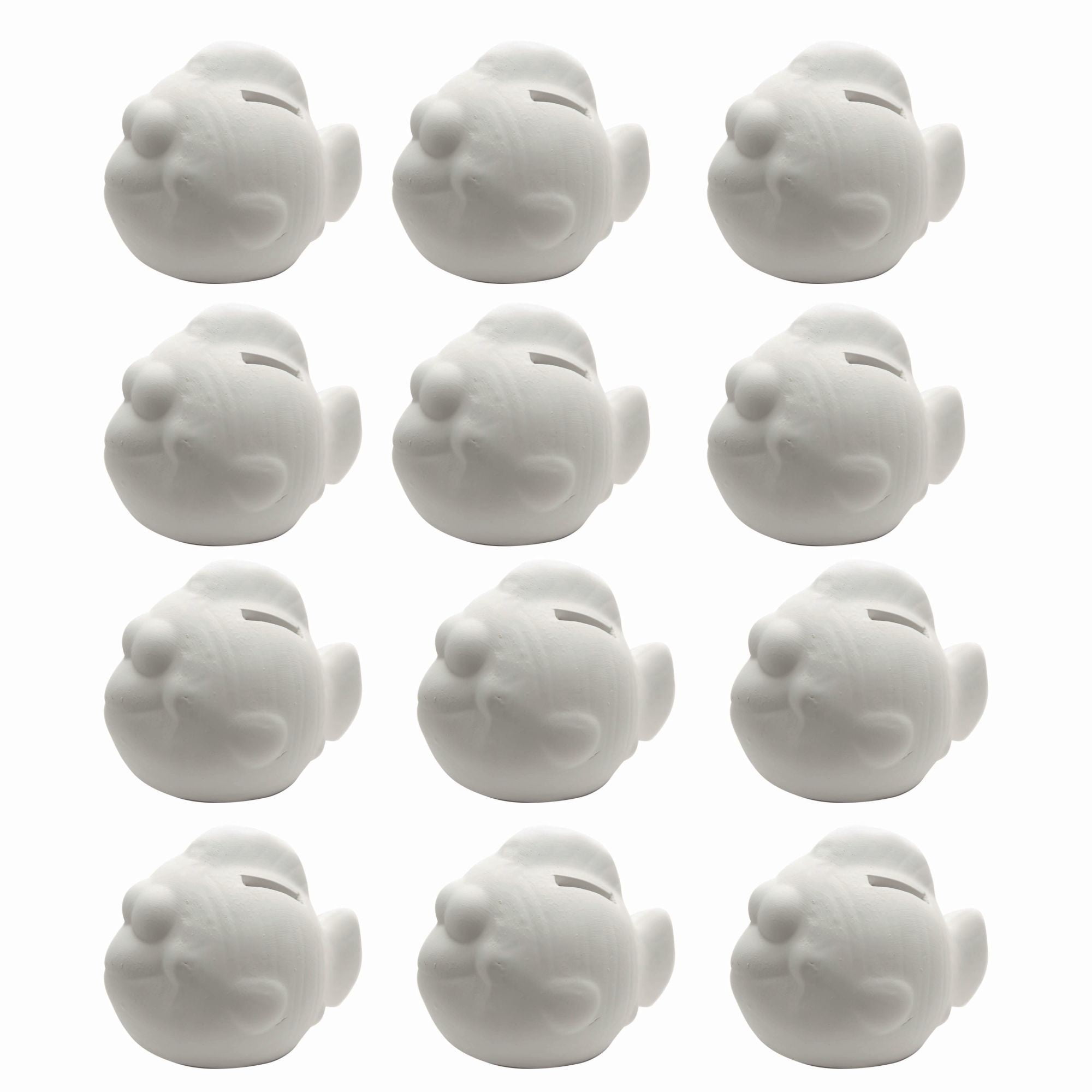 Color Me Fish Bank Unglazed, Pack of 12 