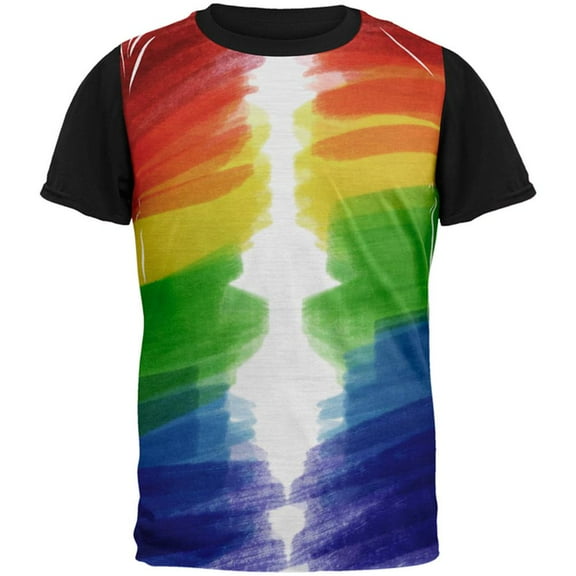 Color Me Gay Lesbian Pride All Over Mens Black Back T Shirt Multi SM