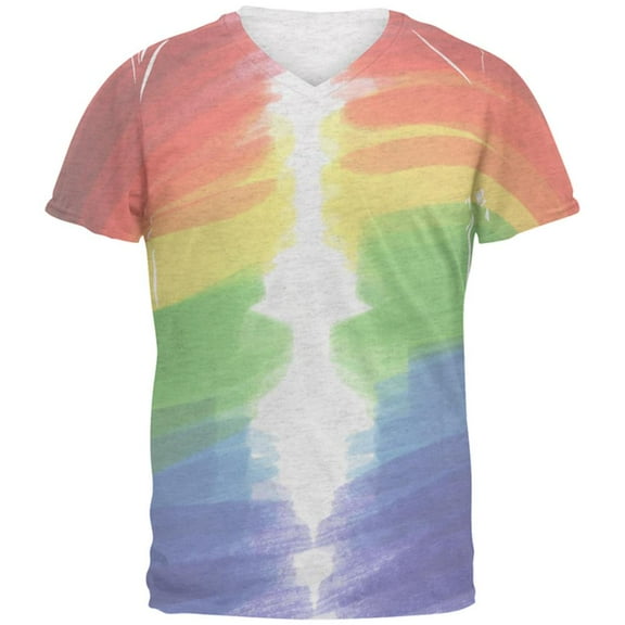 Color Me Gay Lesbian Pride Mens Soft V-Neck T Shirt Heather White 2XL