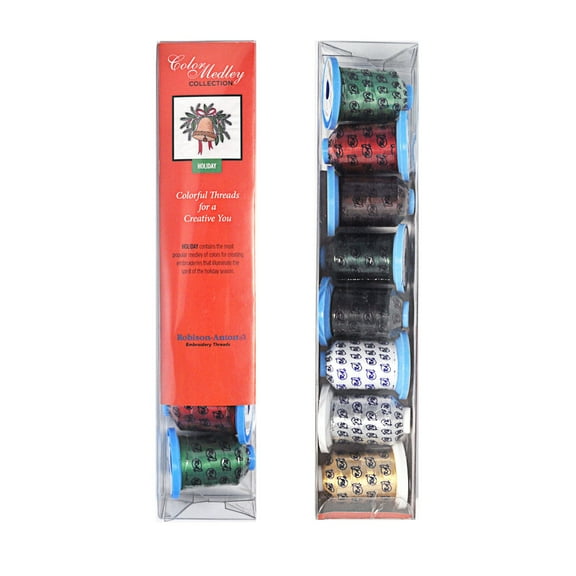 Color Medley Collection Holiday Embroidery Thread Gift Pack, Set of 8 Spools