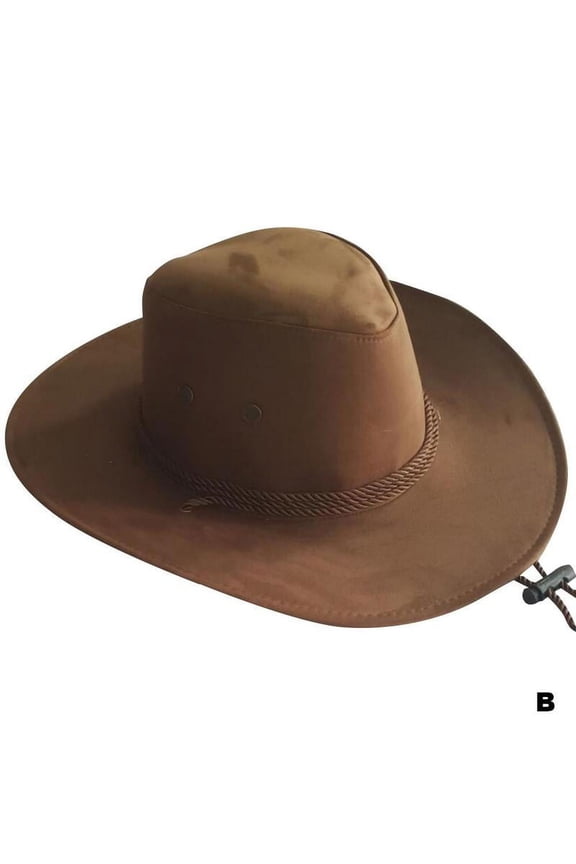 Color Men Polyester Cap Large-Brim Western Rope Rider Hat New N4S2 Cowboy O2F0