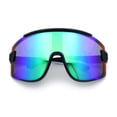 thumbnail image 1 of Color Mirror Child Size Boys Shield Rimless Sport Plastic Sunglasses Black - Green Mirror, 1 of 8