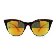 thumbnail image 1 of Color Mirror Gothic Cat Eye Half Rim Look Womens Sunglasses Tortoise Orange Mirror, 1 of 1