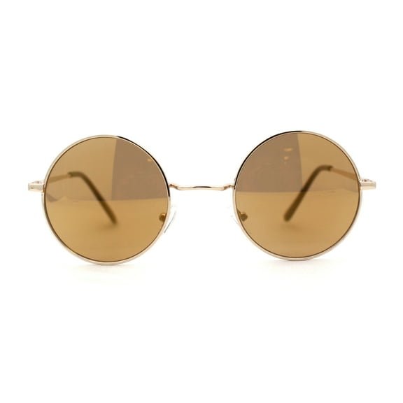Color Mirror Iconic Hippie Round Circle Lens Metal Sunglasses Gold Mirror