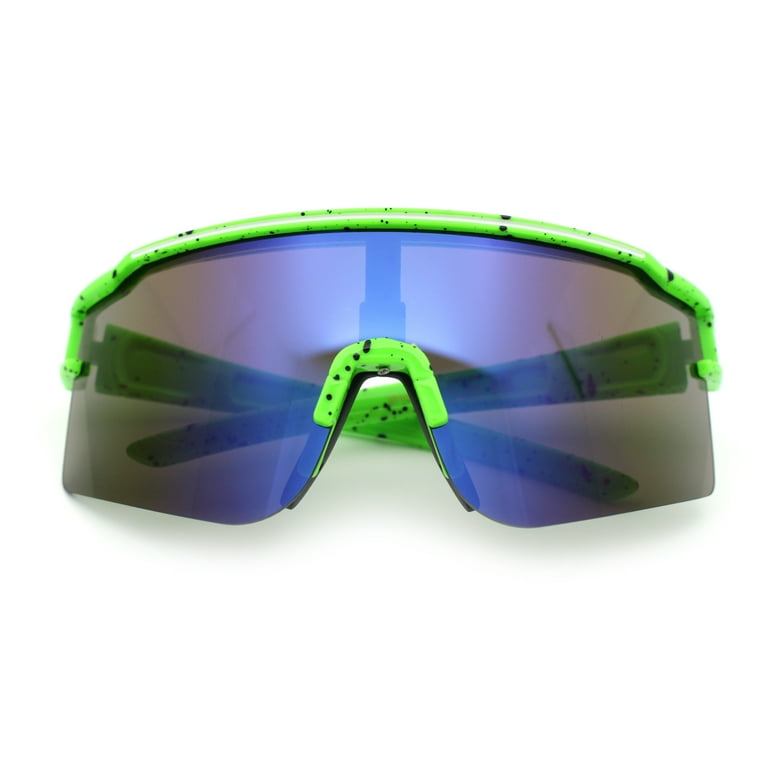 Color Mirror Lens Oversized Half Rim Sport Rectangle Monoblock