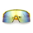 thumbnail image 1 of Color Mirror Lens Oversized Half Rim Sport Rectangle Monoblock Shield Plastic Sunglasses Yellow - Teal Mirror, 1 of 8