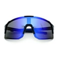 thumbnail image 1 of Color Mirror Polarized Wrap Sport Oversized Shield Rimless Plastic Sunglasses Black Blue - Blue Mirror, 1 of 8