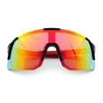 thumbnail image 1 of Color Mirror Polarized Wrap Sport Oversized Shield Rimless Plastic Sunglasses Black Red - Orange Mirror, 1 of 8