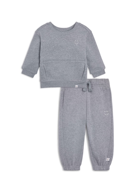 Color Mix by Garanimals Baby Butter Fleece Sweatshirt & Jogger Outfit Set, Sizes 6-24 Months
