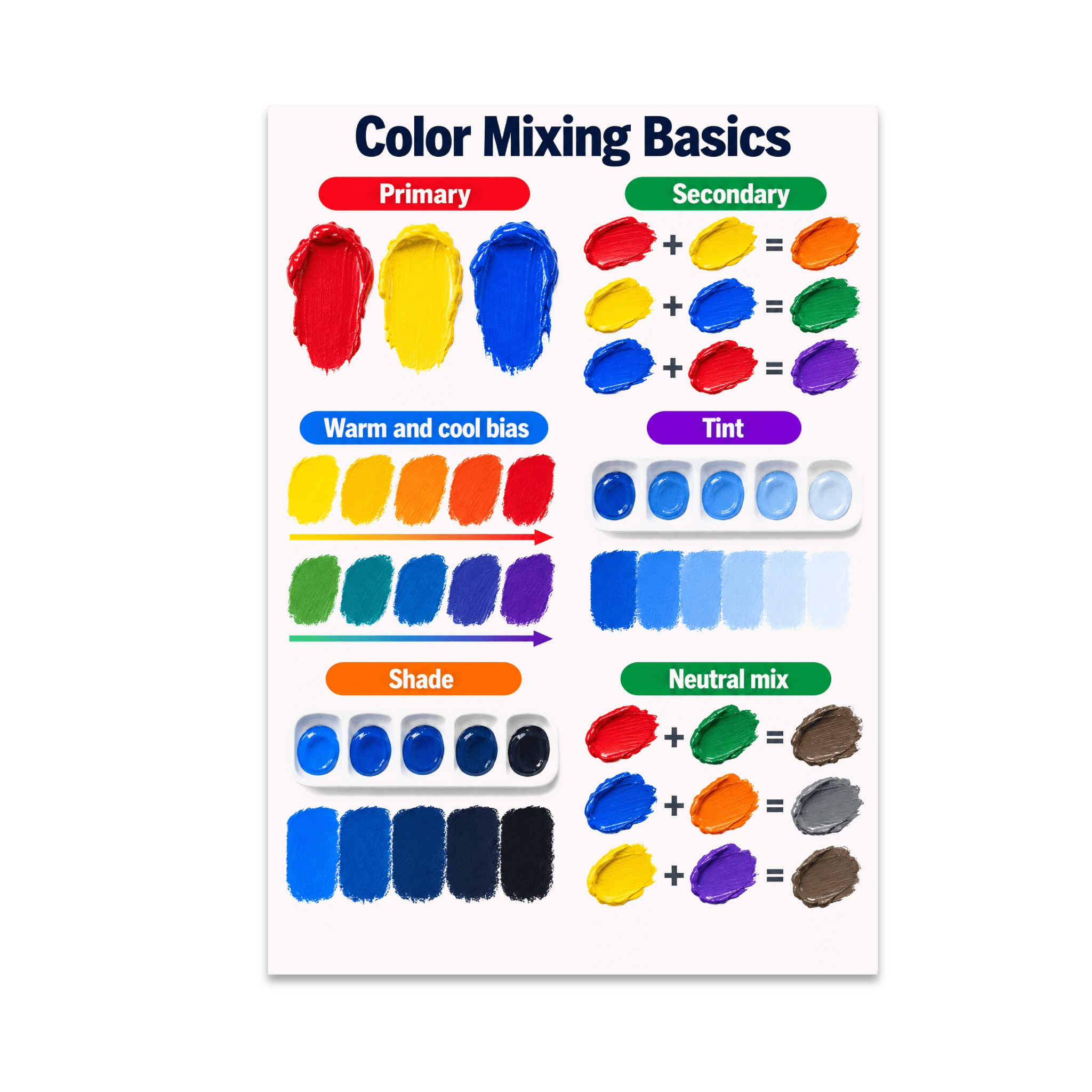 Color Mixing Basics Guide - Art Classroom Enthusiast - 13x19 Poster ...