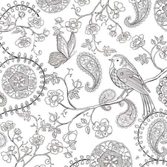 Color My World Bird Paisley square Canvas Art - Brissonnet Daphne (24 x 24)