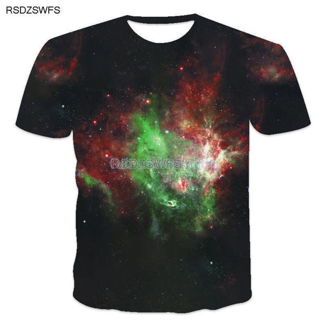 Color Mysterious Starry Sky 3D Stereo Art Men's Oversized Tshirt