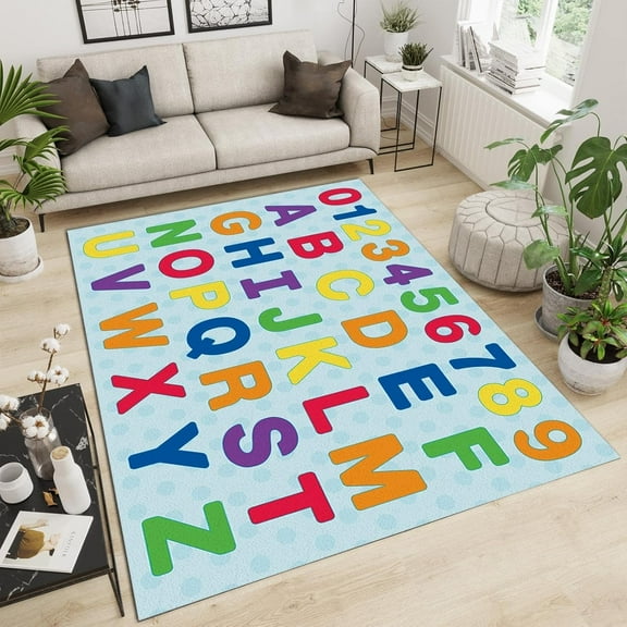 Color Number English Alphabet Area Rug, Cute Cartoon Arabic Numerals Indoor Non-Slip Rugs, For Room Sofa Living Room Mat Bedroom Home Decor Floor Mats 1x2ft