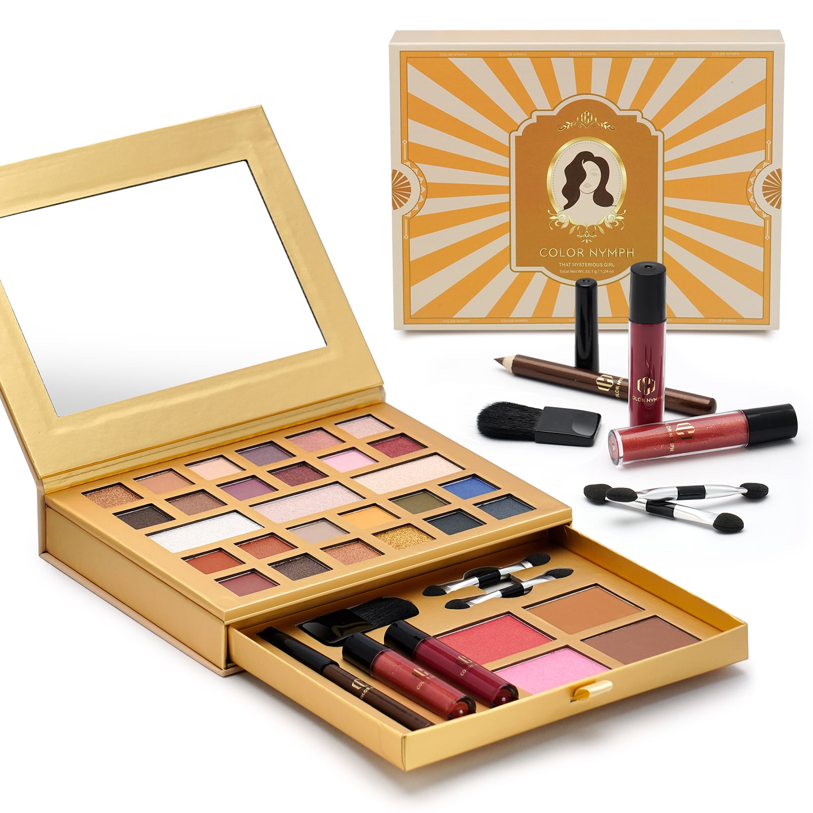 Color Nymph All-in-One 2-Tier Makeup Kit: 24 Eyeshadows, Contour