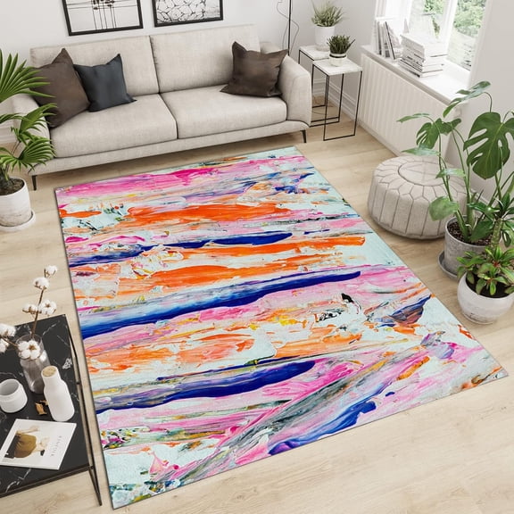 Color Oil Painting Graffiti Area Rugs, 3D Custom Carpet, Porch Mat Fine Pile High Density Non-Slip Suitable For Bedroom Kitchen Dining Room Children's Room 1x2ft
