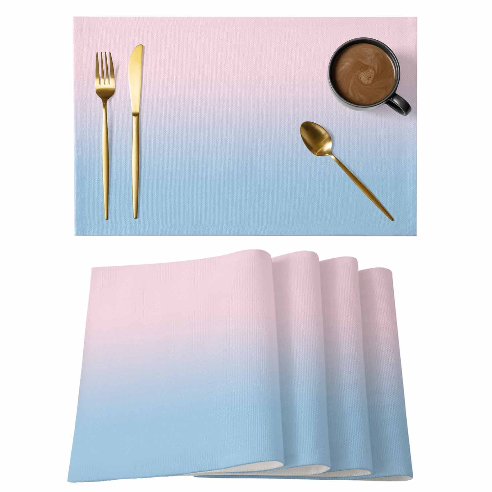 Color Ombre Art Placemats Set of 6,Wipeable Washable Table Mats for ...