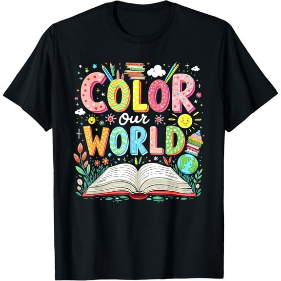 Color Our World Book Reading Program 2025 Summer Men Women T-Shirt Tops Tee