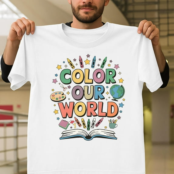 Color Our World Spread Kindness And Love Inspirational Unisex T-Shirt, Positive Graphic V113020, Up to Size 5XL
