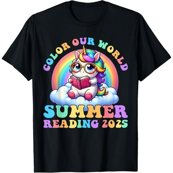 Color Our World Summer 2025 Reading Program Unicorn T-Shirt Tops Tee