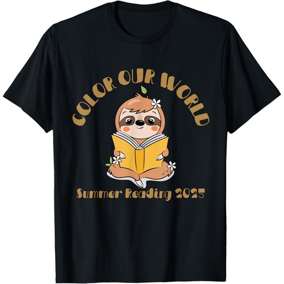 Color Our World Summer 2025 Summer Reading Program Sloth T-Shirt Unisex S-5XL Hot Trending Shirt, Vintage Birthday Gift
