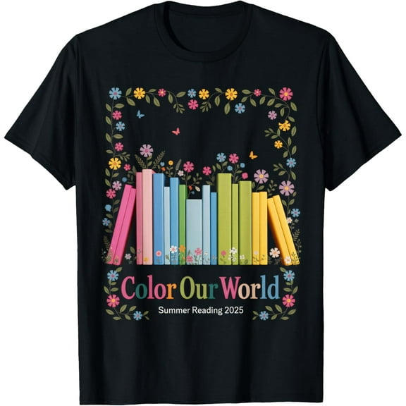 Color Our World Summer Reading 2025 Book Wildflowers T-Shirt Tops Tee