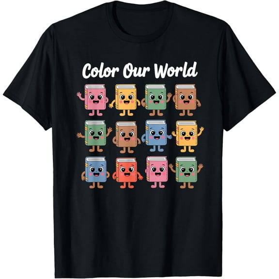 Color Our World Summer Reading 2025 Librarian Teacher Kids T-Shirt Tops Tee