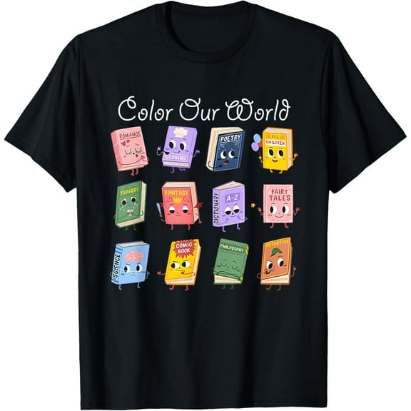 Color Our World Summer Reading 2025 Librarian Teacher Kids T-Shirt Tops Tee