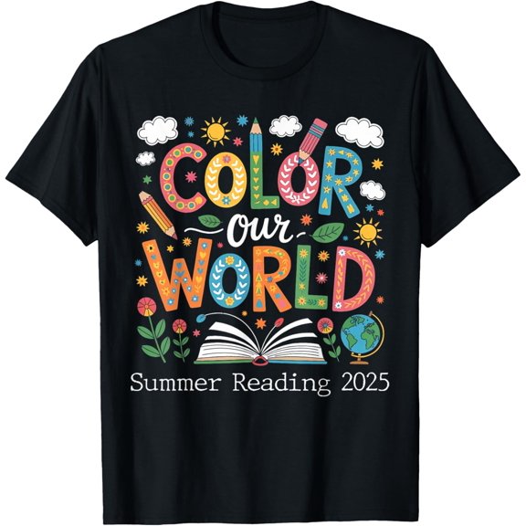Color Our World Summer Reading Program 2025 T-Shirt Tops Tee