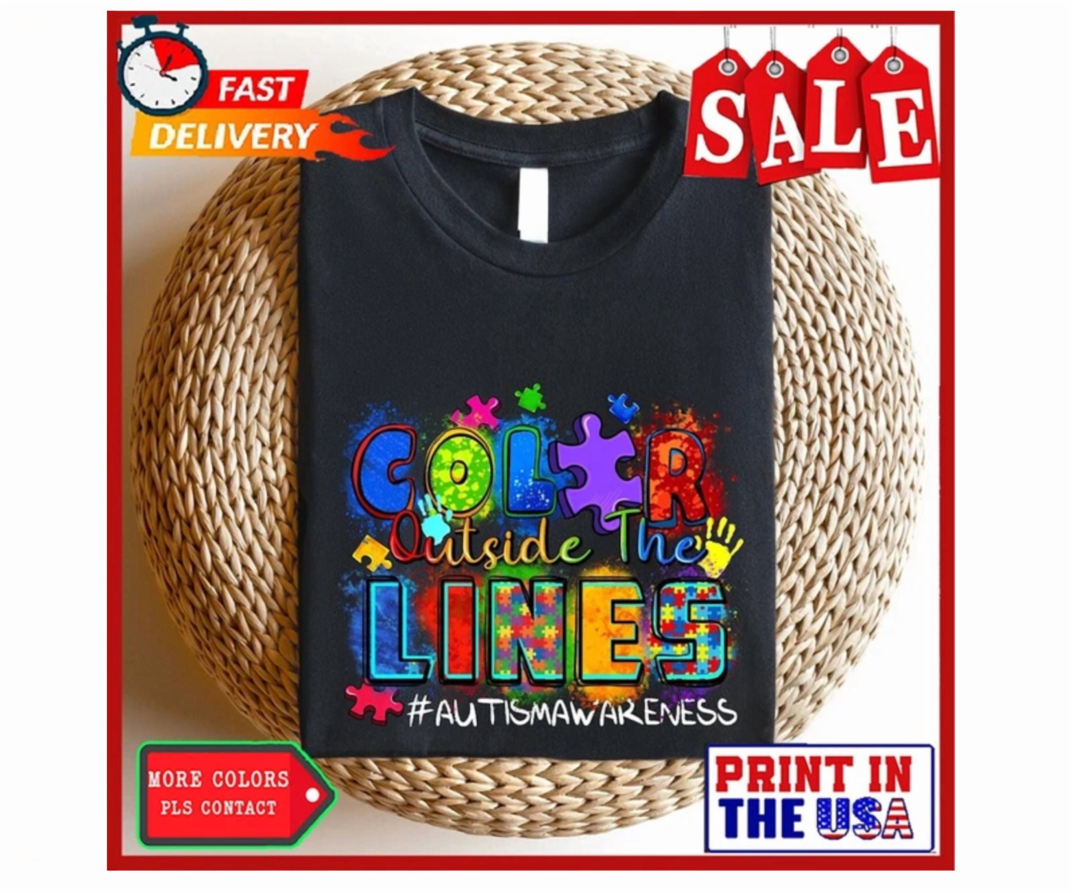 Color Outside The Lines Autism Awareness Shirt,Autism Awareness Shirt, Autism Mo Unisex S-5Xl Hot Trending Shirt, Vintage Birthday Gift