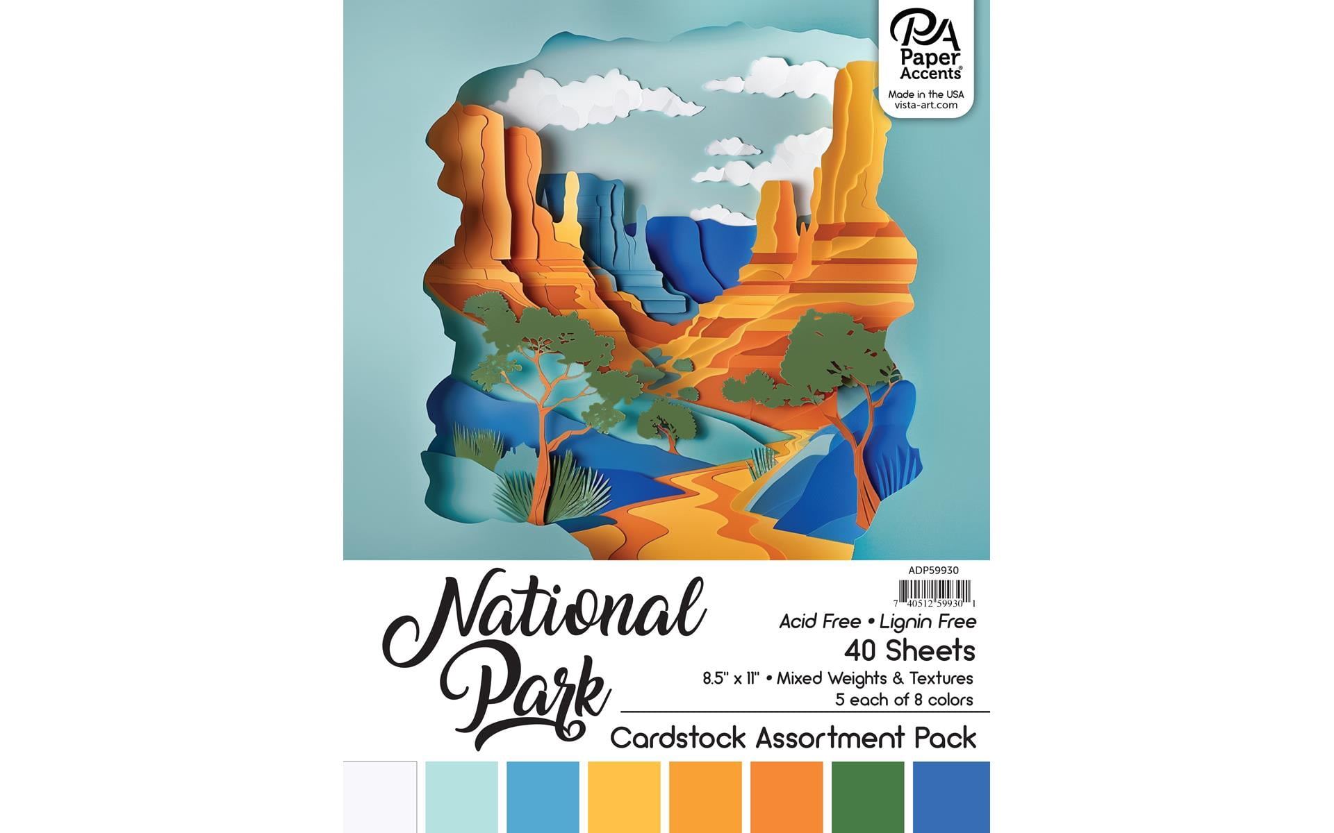 Accent Design Paper Accents Cardstock Variety Pack 8.5x11" 48 Sheets –  National Park Colored Cardstock, Card Stock, Construction Paper for Scrapbooking, DIY, and Art Projects