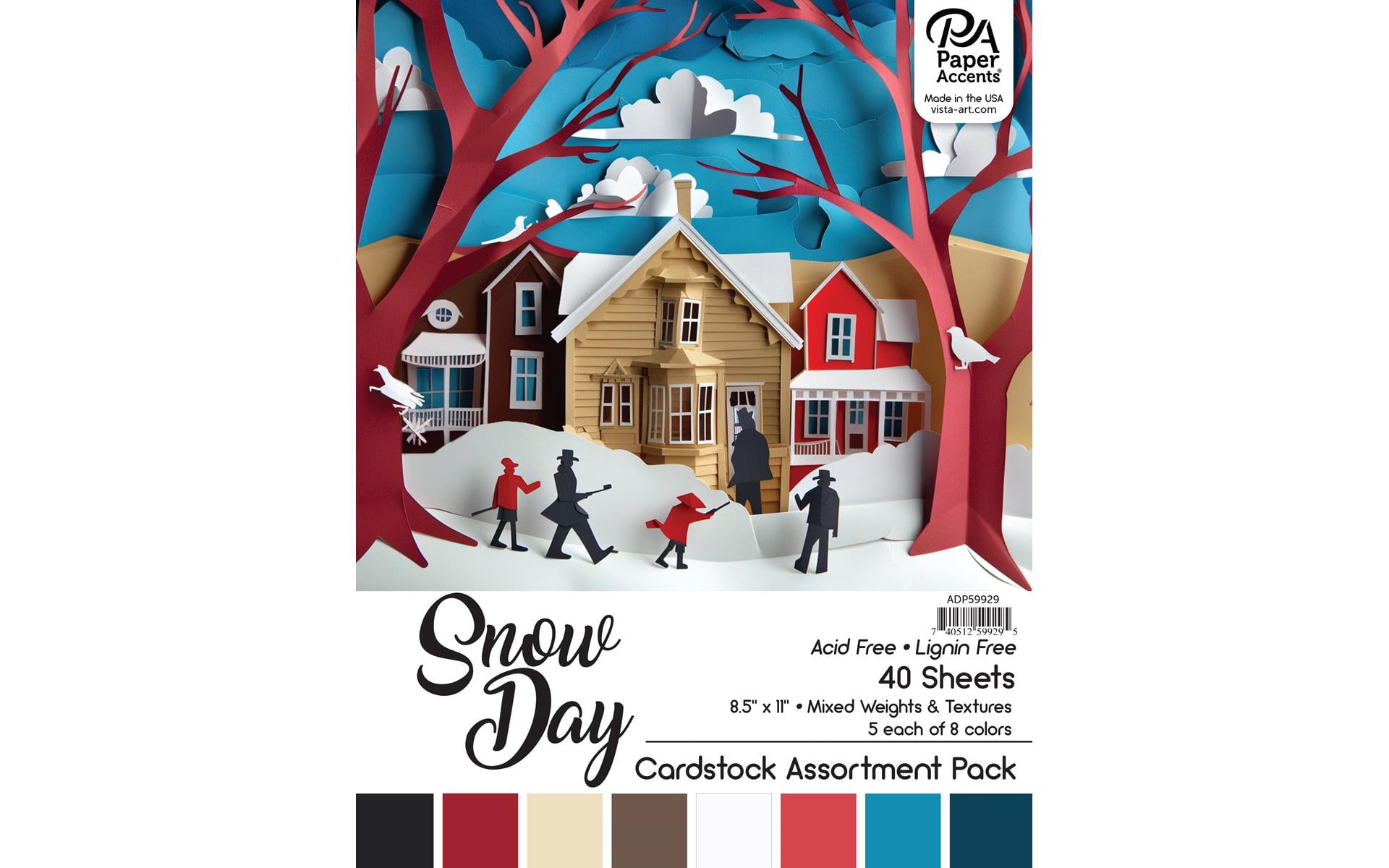 Accent Design Paper Accents Cardstock Variety Pack 8.5x11" 48 Sheets –  Snow Day Colored Cardstock, Card Stock, Construction Paper for Scrapbooking, DIY, and Art Projects