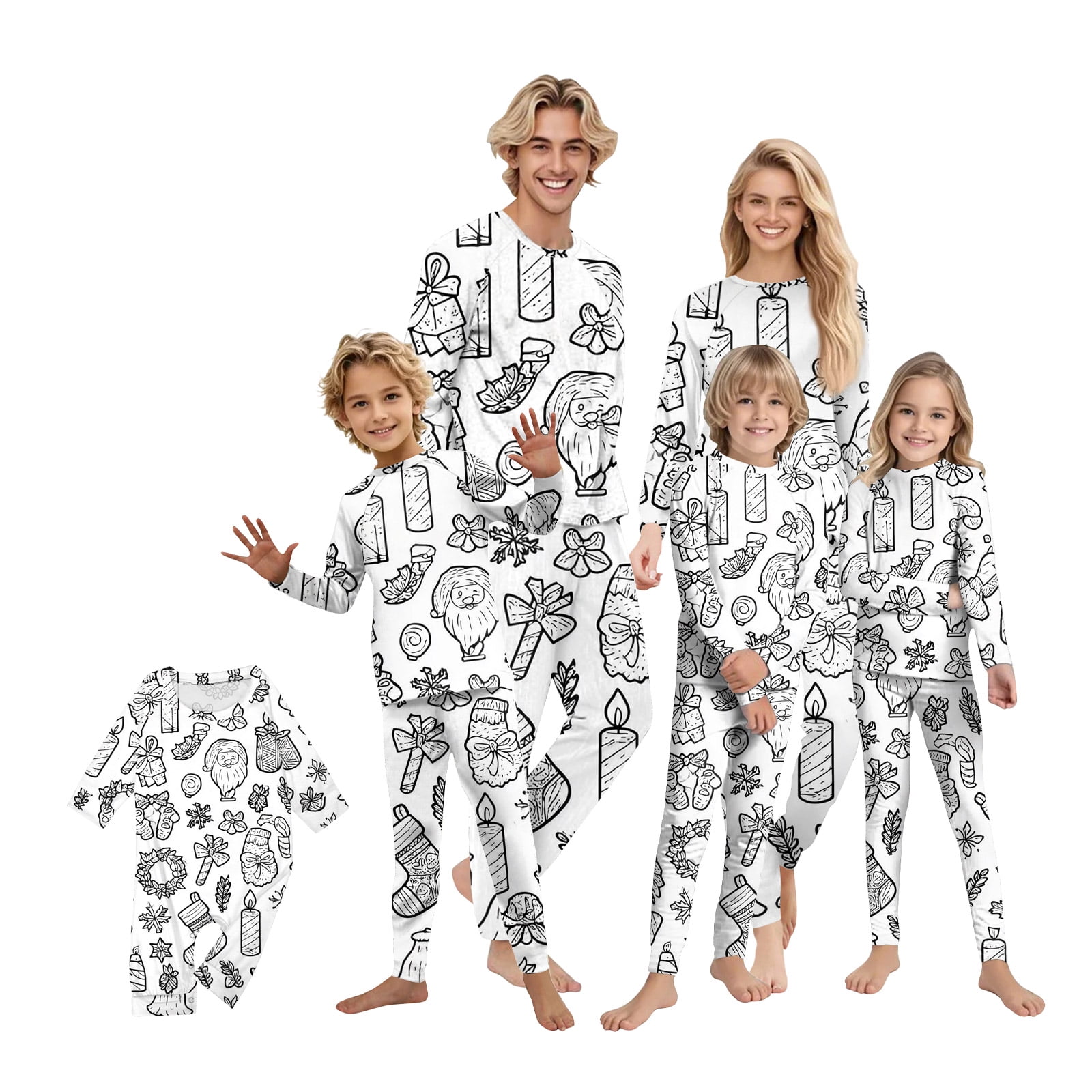 🎨Color Your Own Pajamas！👚Colorable Family Christmas Pajamas Matching ...