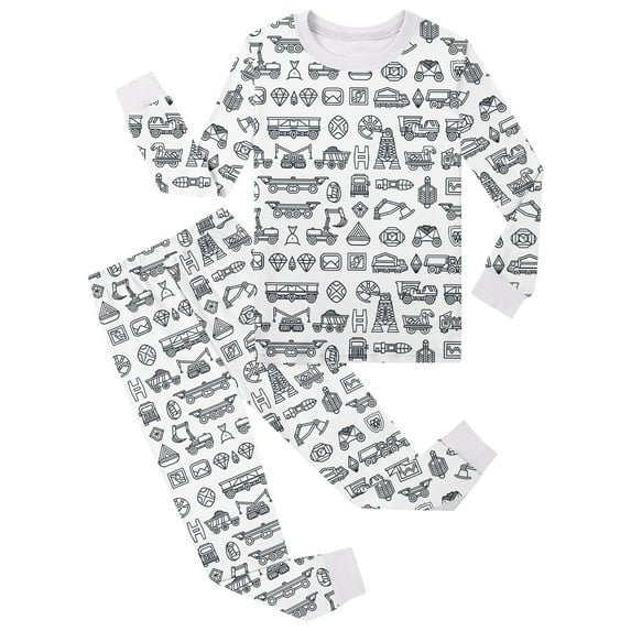 Color Pajamas for Boys Girls Kids Diy Hand Painted Homewear Set Long Sleeve Pullover Top with Pajamas Pants Can Play with and Wear 5-6 Years