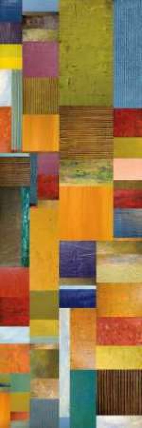 Color Panels with Olives Stripes Canvas Art - Michelle Calkins (8 x 24)