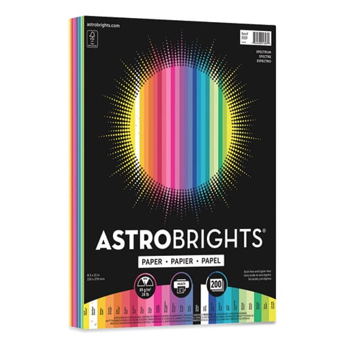 Color Paper 24 lb 8.5 x 11 25 Assorted Spectrum Colors 200 Pack Bundle of 10 Packs Walmart