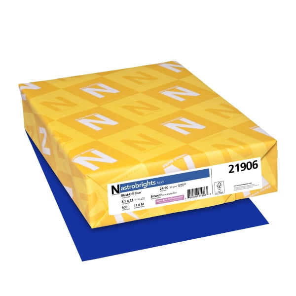 Astrobrights Laser, Inkjet Colored Paper Letter - 8 1/2" x 11" - 24 lb Basis Weight - 500 / Ream - Blast-off Blue