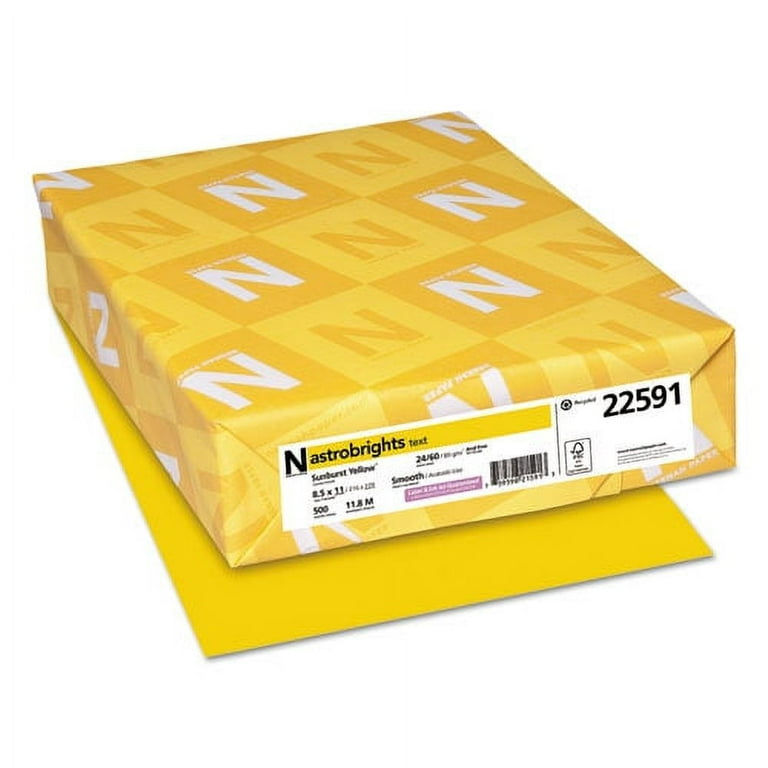 Color Paper, 24 lb Bond Weight, 8.5 x 11, Sunburst Yellow, 500/Ream Color Paper, 24 lb Bond Weight, 8.5 x 11, Sunburst Yellow, 500/Ream