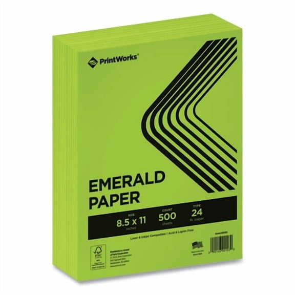 Color Paper, 24 lb Text Weight, 8.5 x 11, Emerald Green, 500/Ream | Bundle of 10