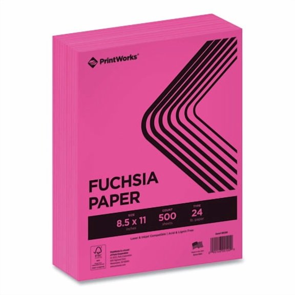 Color Paper, 24 lb Text Weight, 8.5 x 11, Fuchsia, 500/Ream | Bundle of 5
