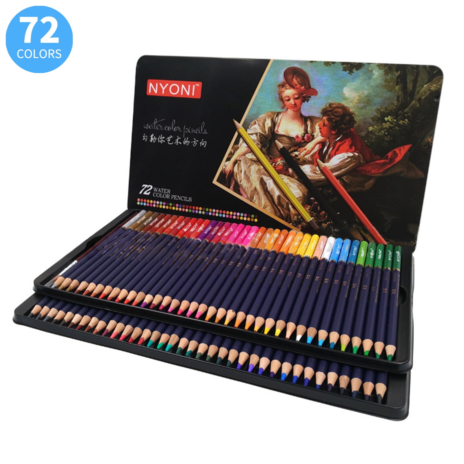 Color Pen,Soluble Color Pencils Color Pencil Set Pencils Water Soluble Color Pencils With 12/24/36/48/72/100 Pencils Water Children Water Soluble Color Professional Metal Box Art Huiop Qisuo