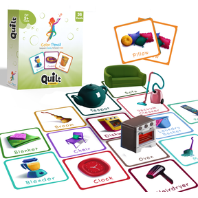 Color Pencil Present Quilt Flashcards: Educational & Fun Card Game for Learning Household Items | Enhances Object Recognition & Memory
