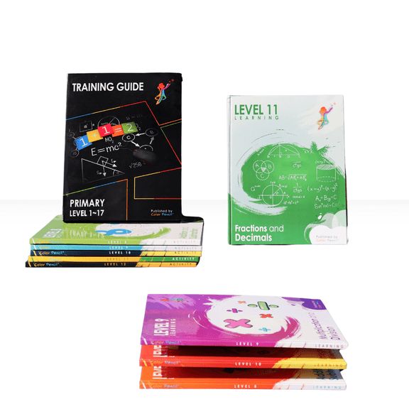 Color Pencil Vedic Math Grade 4 Bundle with Training Manual – Advanced Math Techniques for Addition, Subtraction, Multiplication & Division – Levels 8-12 Books + Comprehensive Guide