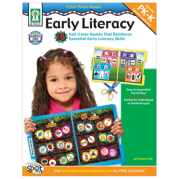 Color Photo Games: Early Literacy, Grades PK - K : 18 Full-Color Games That Reinforce Essential Early Literacy Skills (Paperback)