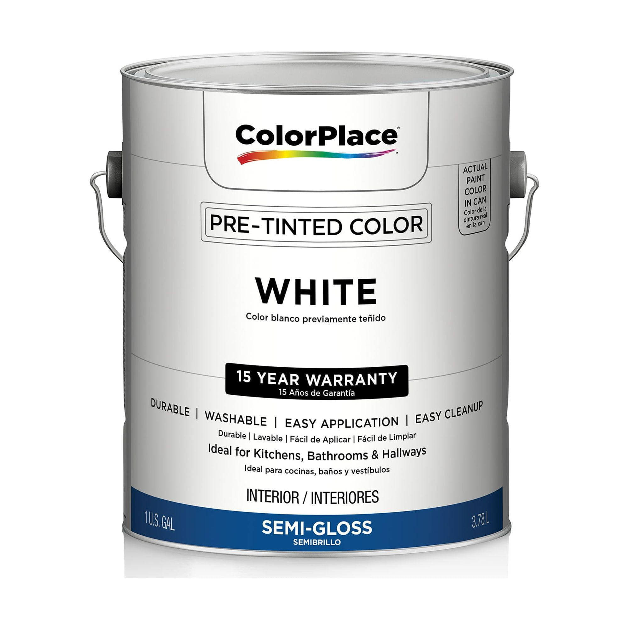ColorPlace Exterior Latex Paint, White, 1 Gallon, Semi-Gloss