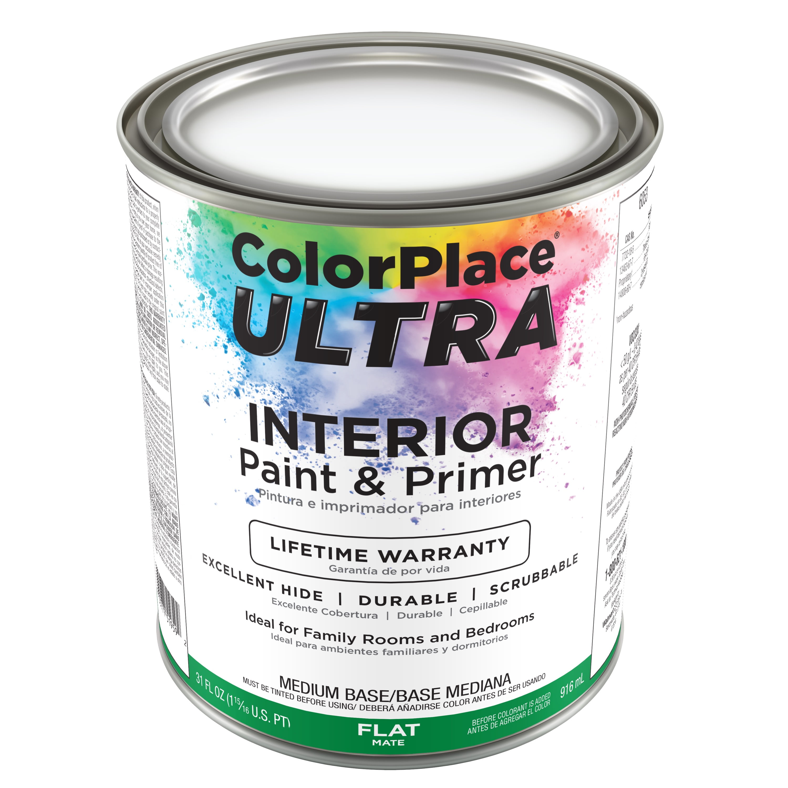 Color Place Ultra Semi-Gloss Interior White Paint & Primer, 1-Qt 